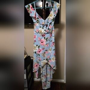 Iz Byer Floral Blue and Pink Dress